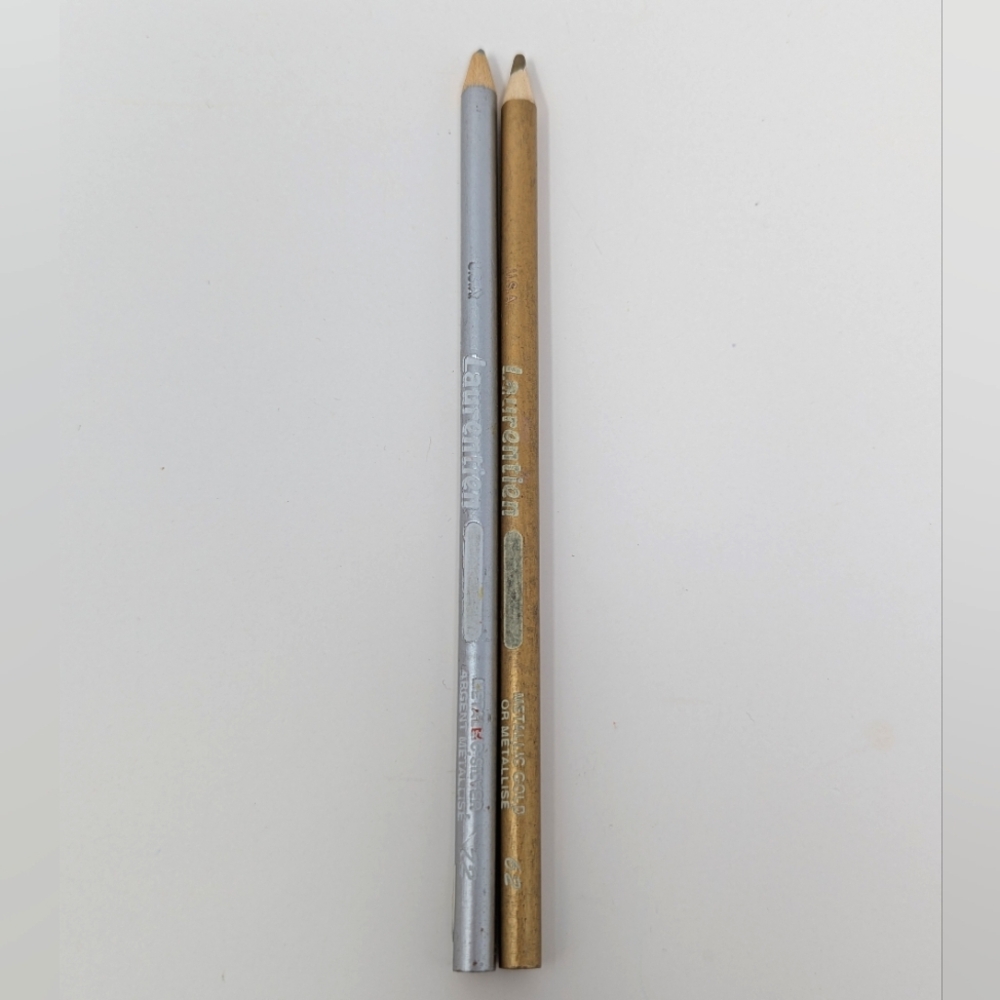 Laurentien Pencil Crayons Metallic Gold Silver Set